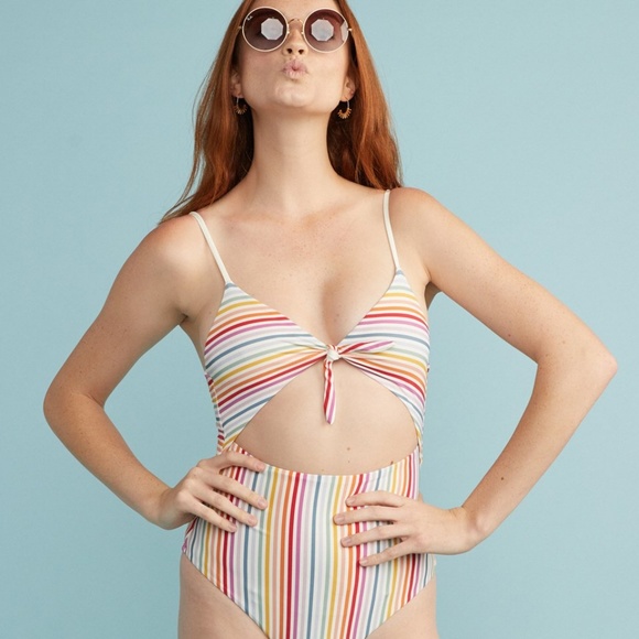 Marine Layer Amalfi Tie Front One-Piece Swimsuit - Picture 4 of 4